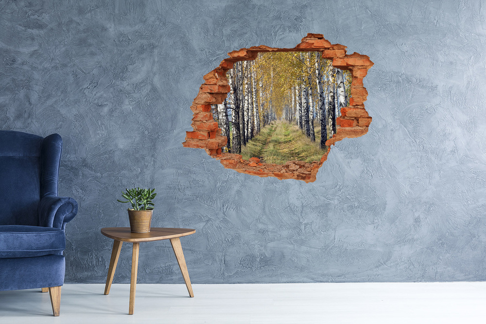 Hole in the wall decal Birches in autumn