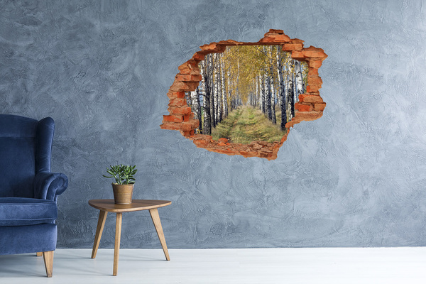 Hole in the wall decal Autumn birch alley