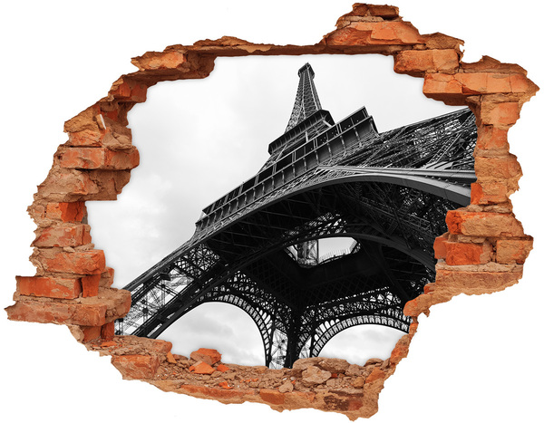 Hole in the wall sticker The Eiffel Tower in a monochromatic setting