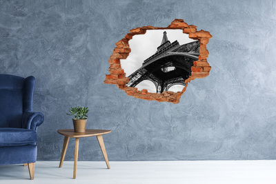 Hole in the wall sticker The Eiffel Tower in a monochromatic setting