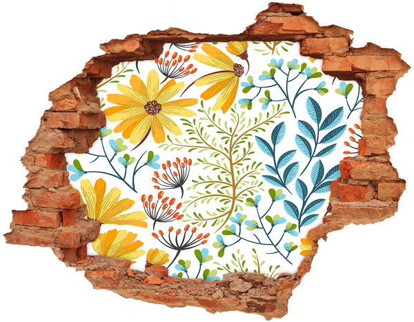 Hole in the wall decal A flower paradise behind the wall