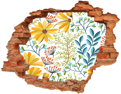 Hole in the wall decal Spring flowers