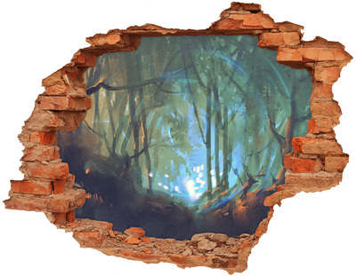 Hole in the wall sticker Mysterious forest in the moonlight