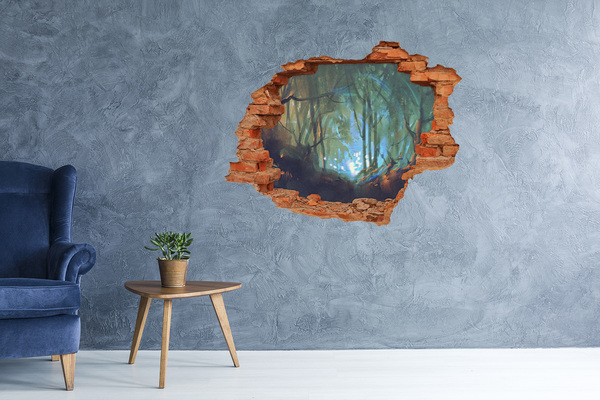 Hole in the wall sticker Mysterious forest in the moonlight