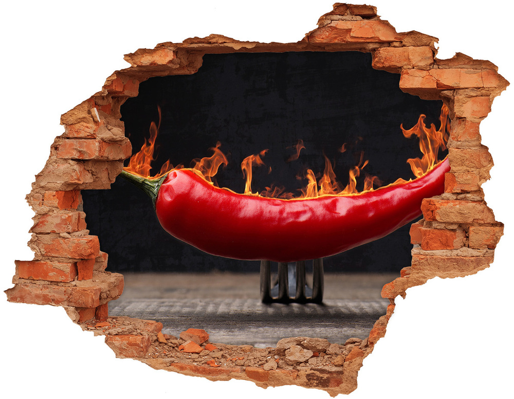 Hole in the wall decal Chilli pepper