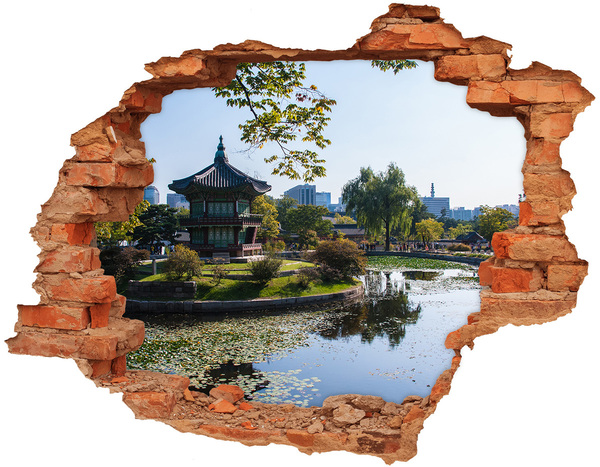 Hole in the wall decal Asian-style garden