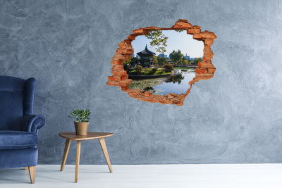 Hole in the wall decal Asian-style garden