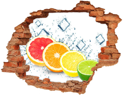Hole in the wall decal Refreshing citrus in water