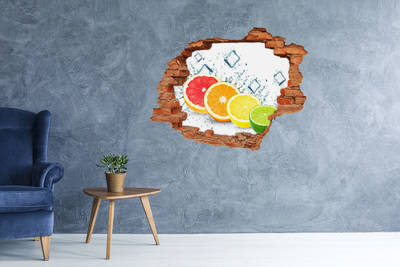 Hole in the wall decal Refreshing citrus in water
