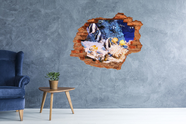 3D wall hole wallpaper Coral reef