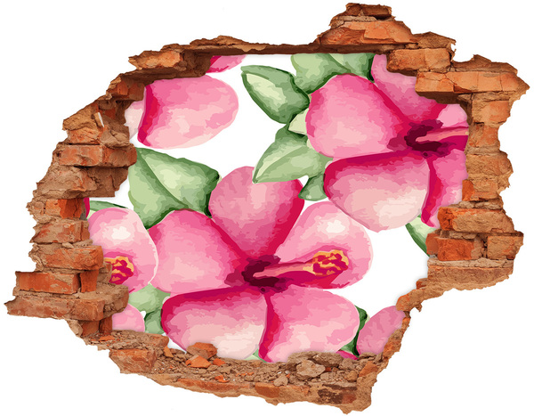 3D wall hole wallpaper Tropical flowers