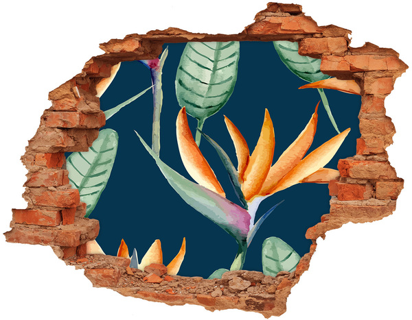Hole wall sticker Tropical flower in concrete