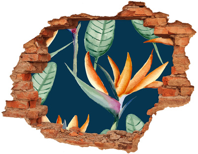 Hole wall sticker Tropical flower in concrete