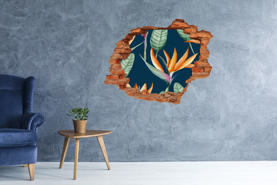 Hole wall sticker Tropical flower in concrete