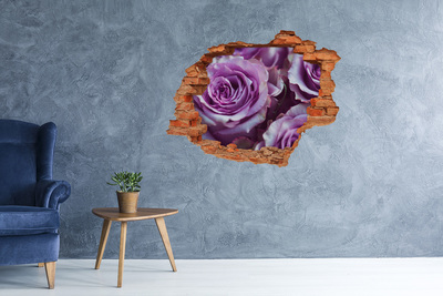 Hole in the wall sticker Purple roses