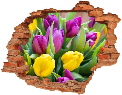 Hole wall sticker Colorful tulips