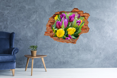 Hole wall sticker Colorful tulips