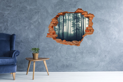 Hole wall sticker Misty forest scenery
