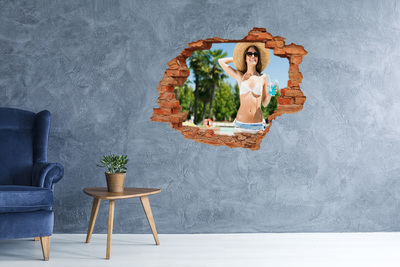 3D wall hole A woman over the pool