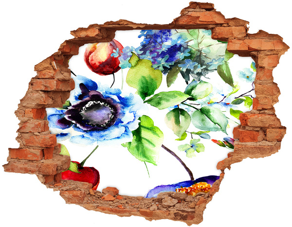 3D wall hole Spring flowers