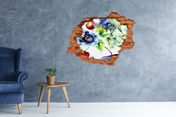 3D wall hole Spring flowers