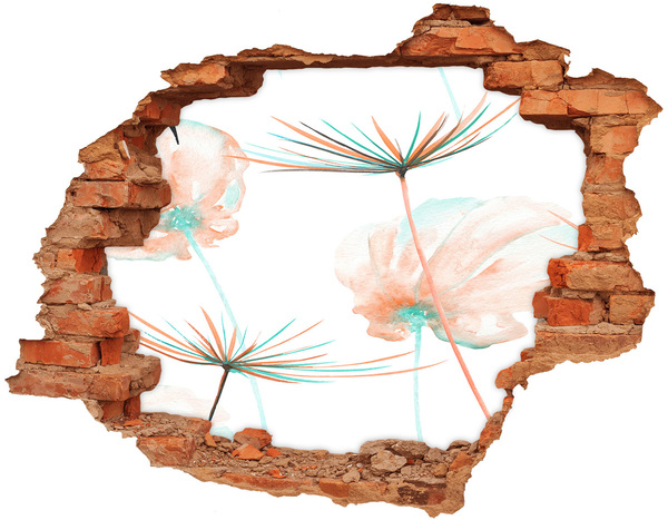 Hole wall sticker Flower landscape through a hole in the wall