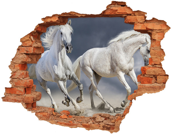 3D wall hole A white horse on the run