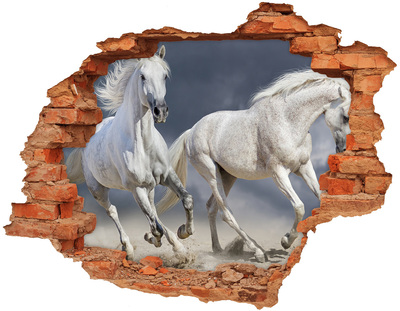 3D wall hole A white horse on the run