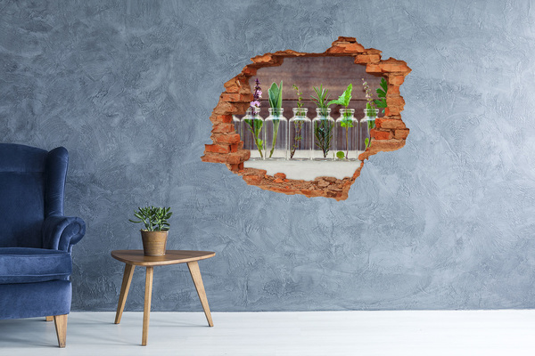 3D wall hole A green oasis in glass jars
