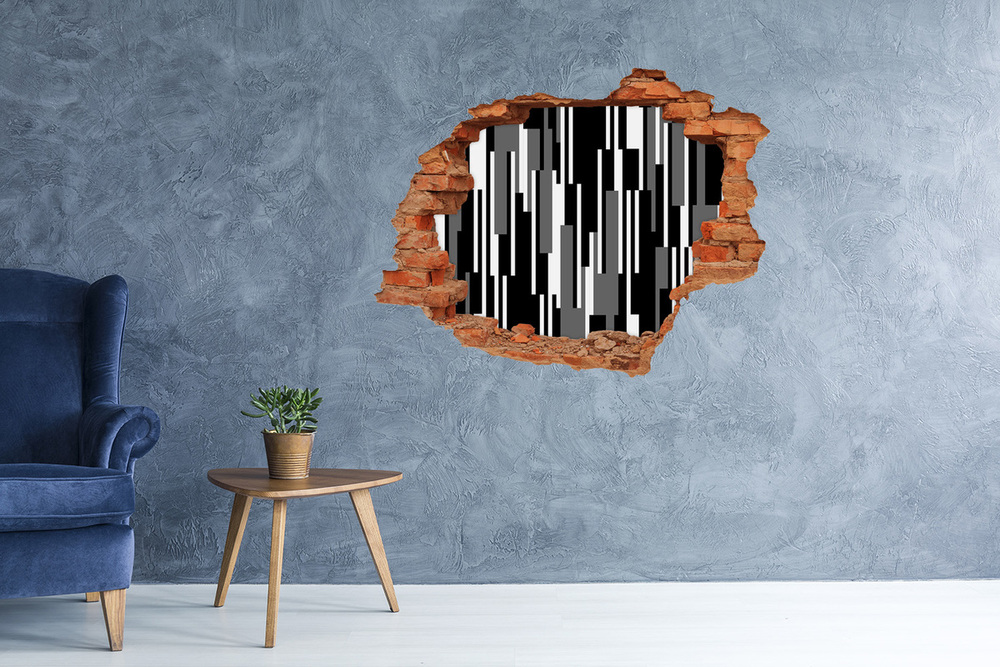 Hole wall sticker Black and white lines