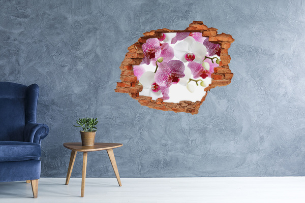 3D wall hole wallpaper Orchid wall mural