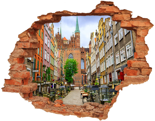 Hole wall sticker View of Gdańsk