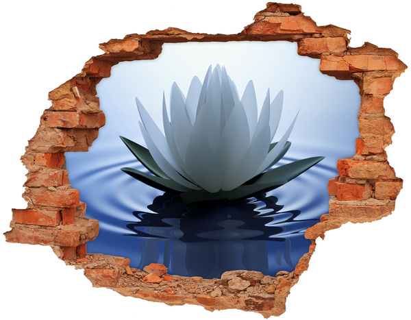 3D wall hole wallpaper Lotus flower on the water