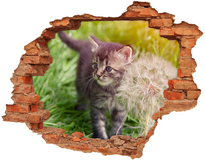 Hole wall sticker A kitten in the garden