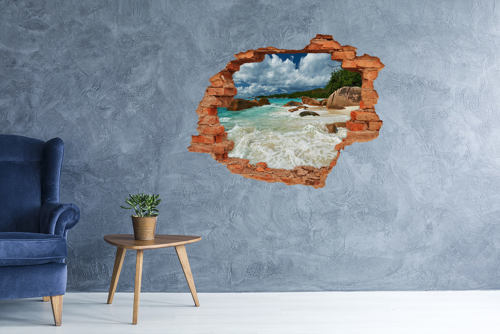 Hole in the wall decal Seychelles beach