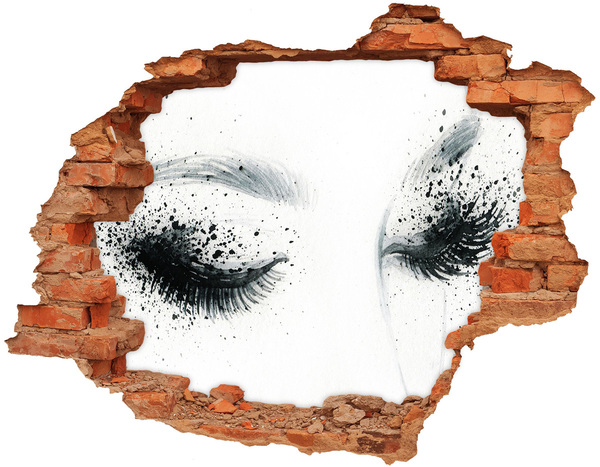 Hole in the wall decal Closed eyes in a hole in the wall