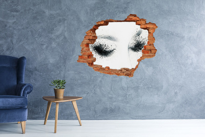 Hole in the wall decal Closed eyes in a hole in the wall