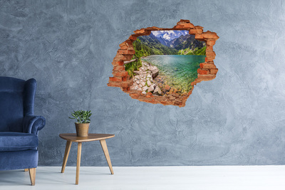 Hole in the wall decal Mountain lake in the valley