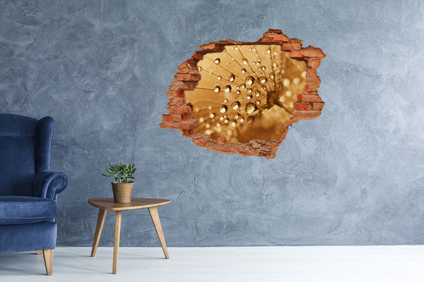 Hole in the wall sticker Drops on a leaf
