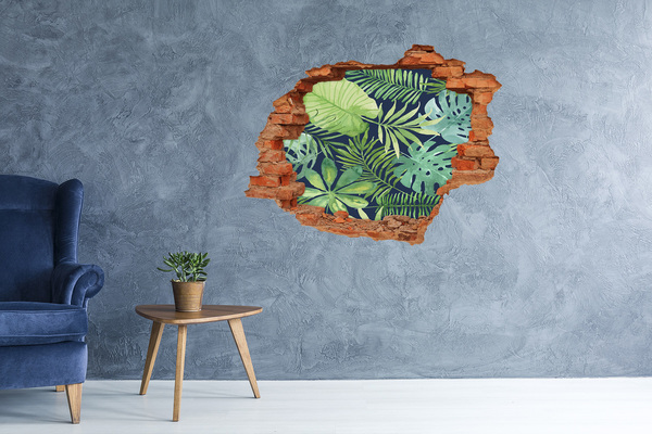 Hole in the wall decal Tropical leaves