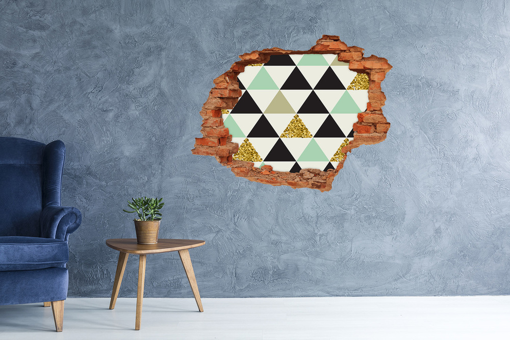 Hole in the wall sticker Colorful triangles