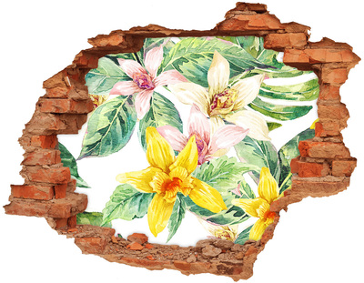 3D wall hole wallpaper Flower garden behind the wall