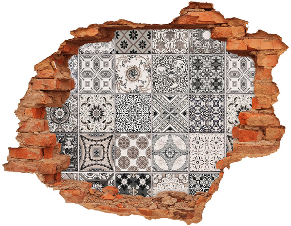 Hole in the wall sticker Vintage style tiles