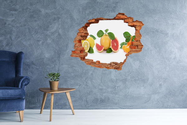 3D wall hole wallpaper Citrus fruits