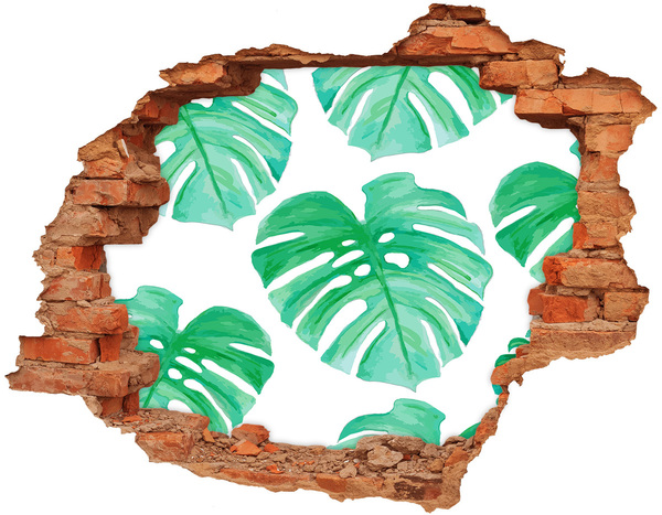 Hole wall sticker Green jungle behind the wall