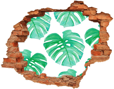 Hole wall sticker Green jungle behind the wall