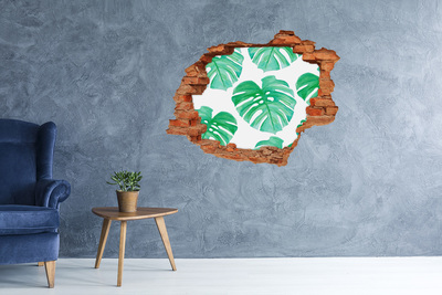 Hole wall sticker Green jungle behind the wall