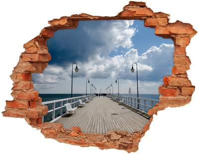 Hole wall sticker Pier by the sea
