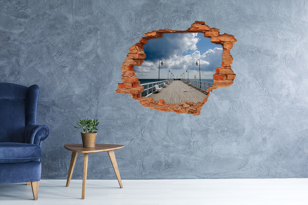 Hole wall sticker Pier by the sea