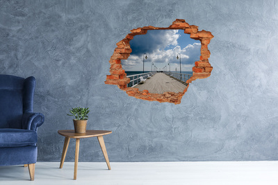 Hole wall sticker Pier by the sea